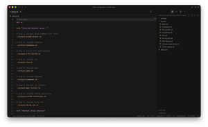 Screenshot van een bash script geopend in Cursor IDE.
