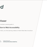 My W3c WCAG certificate.