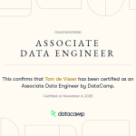 My Associate Data Engineer certificate.